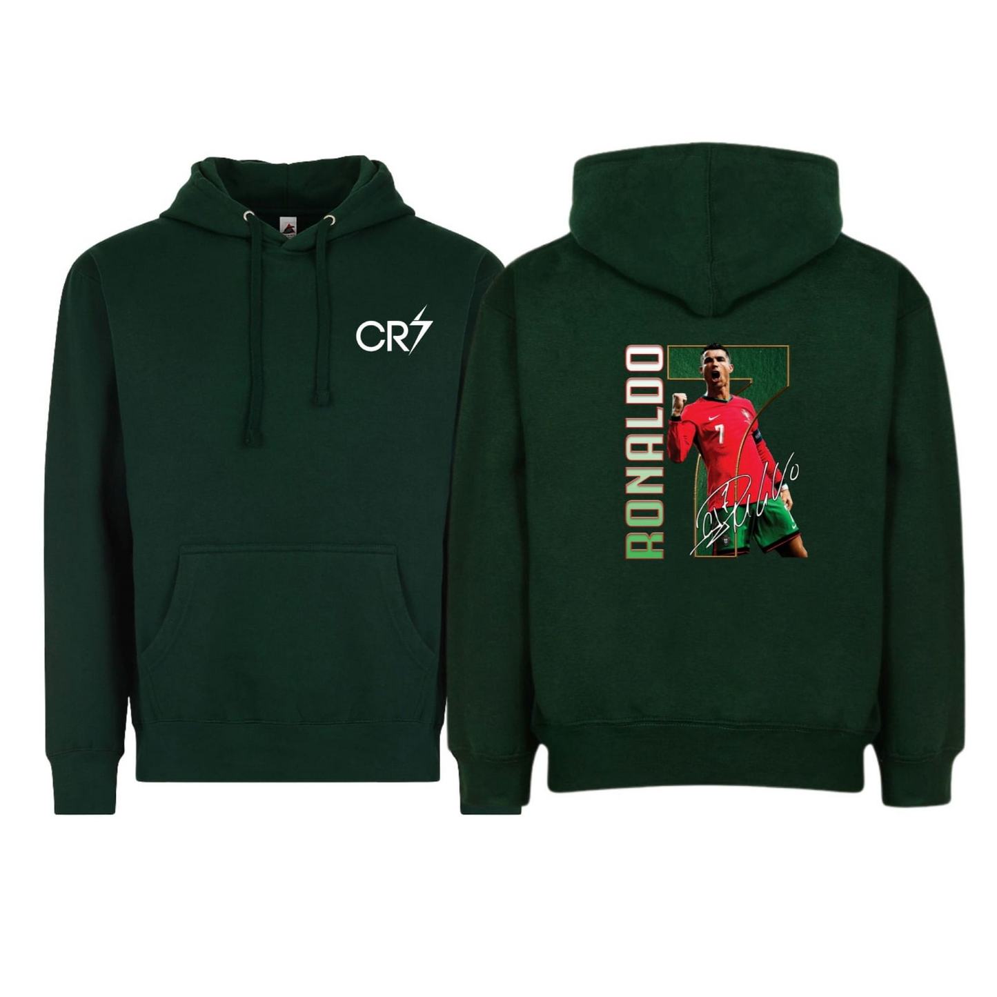 CR7 Front & Ronaldo #7 Back Hoodie, Portugal Soccer Fan Unisex Pullover Sweatshirt