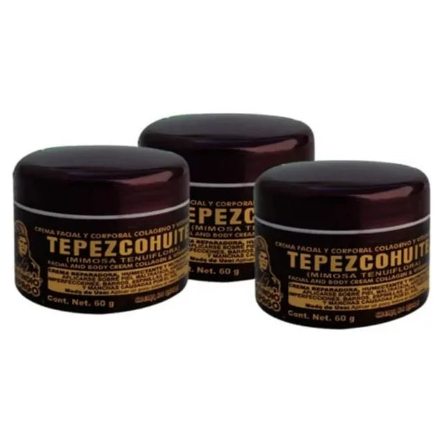 Del Indio Papago 3 PACK Tepezcohuite Night Cream 60gr/ 2.02Fl Oz - Mexican Beauty - Facial And Body Cream - Reduce Expression Lines - Clarifies Skin Imperfections- Natural Ingredients