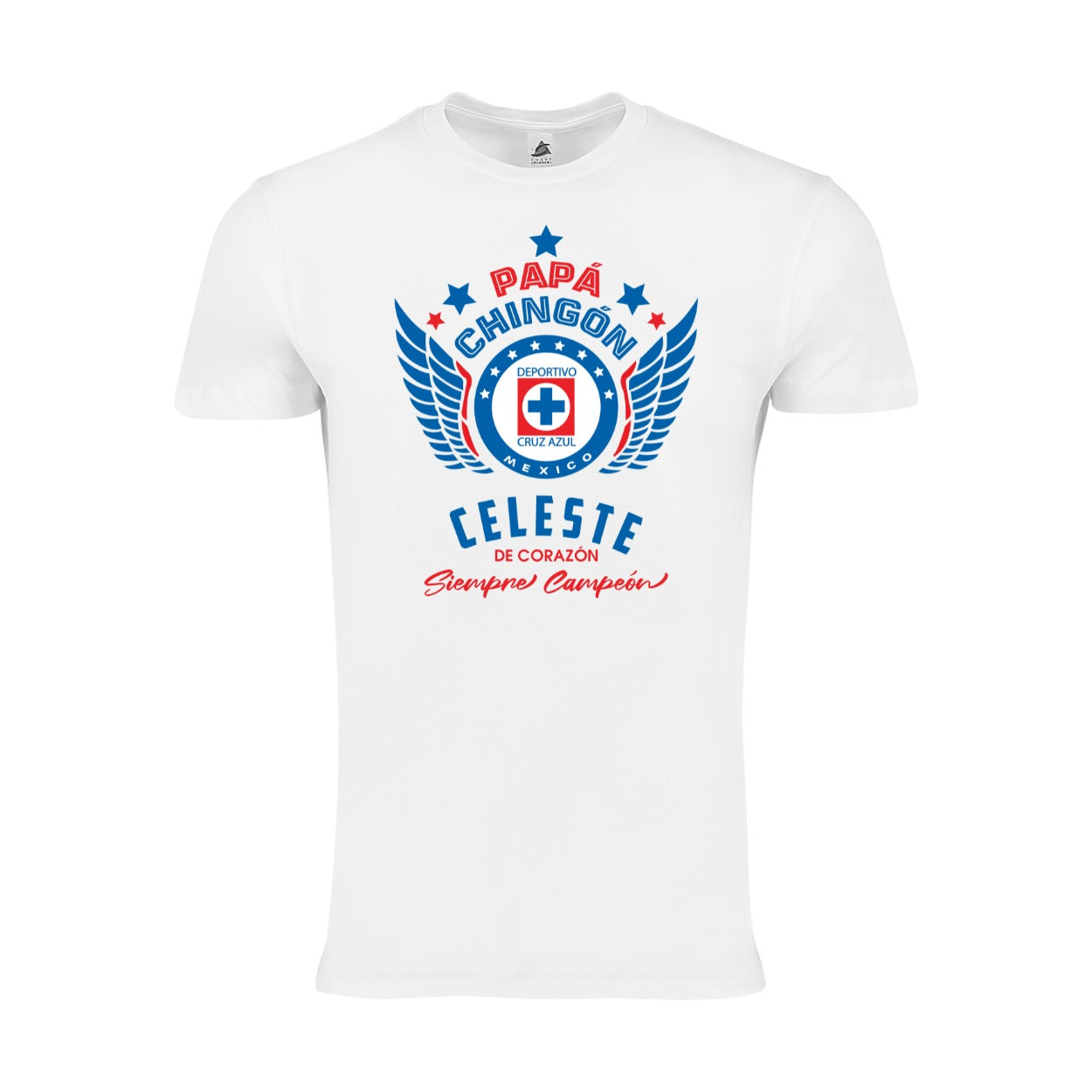 Men's Cruz Azul Papá Chingón Celeste de Corazon Cotton T-Shirts