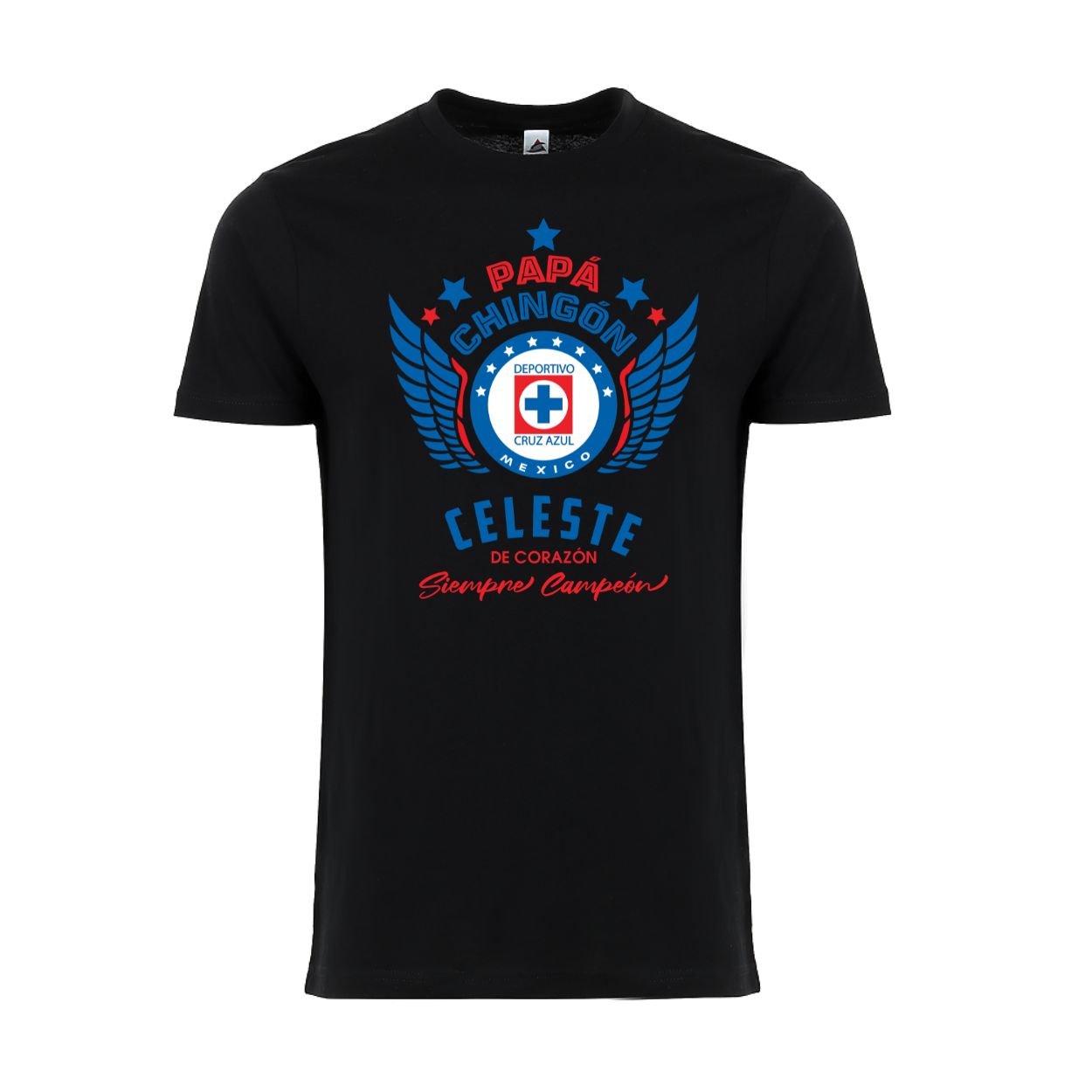 Men's Cruz Azul Papá Chingón Celeste de Corazon Cotton T-Shirts