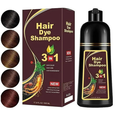 Instant Hair Color Shampoo for Gray Hair - for Women & Men 3 in 1- Grey Coverage - Herbal Ingredients Hair Coloring Shampoo in Minutes 500ML