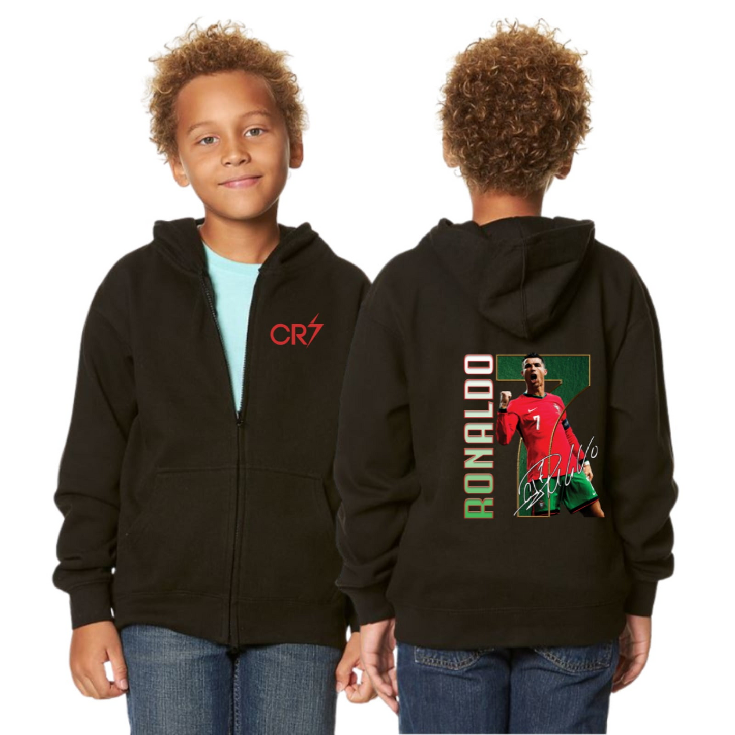 Portugal Ronaldo #7 Kids’ Zip-Up Hoodie