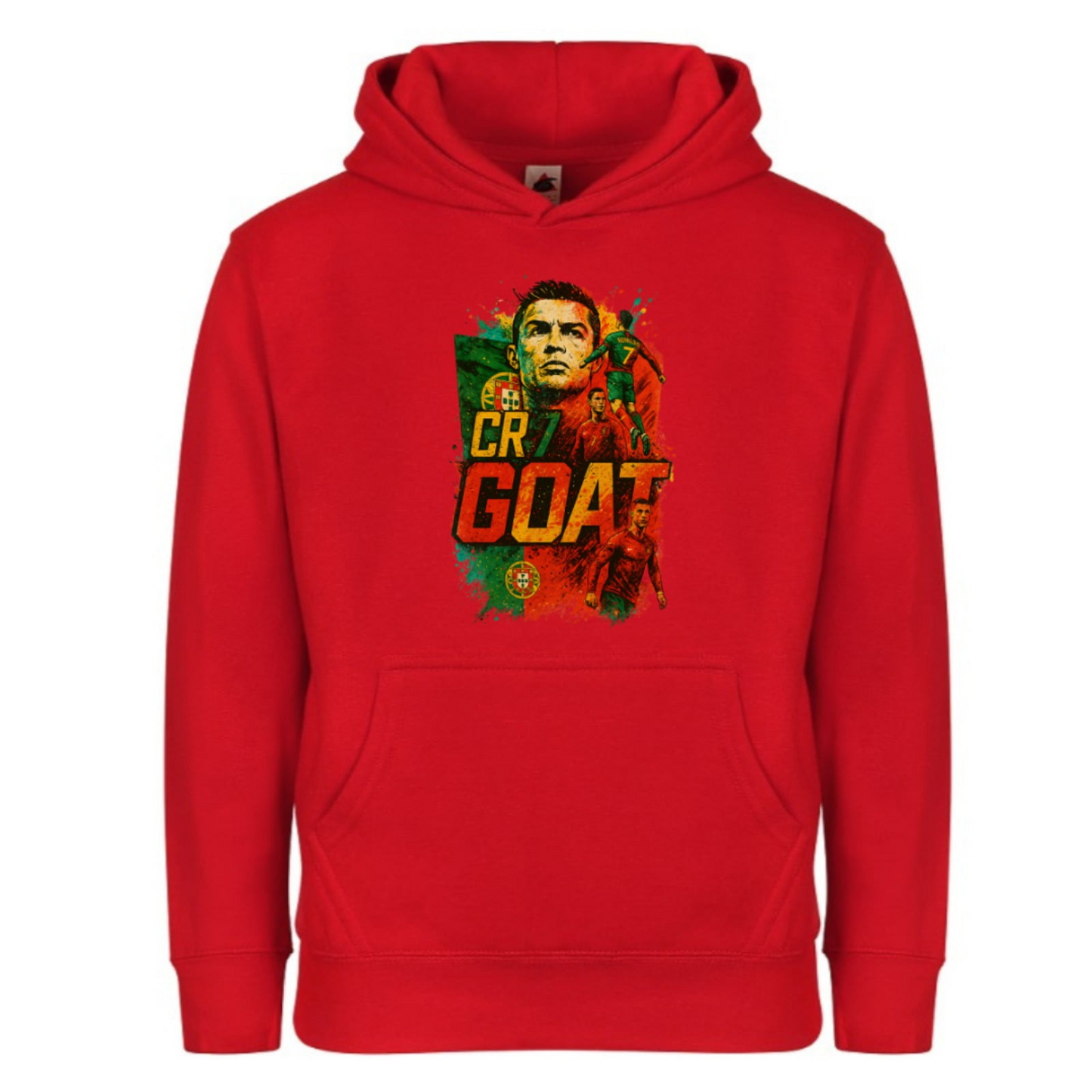 Portugal Ronaldo “GOAT” Kids’ Pullover Hoodie