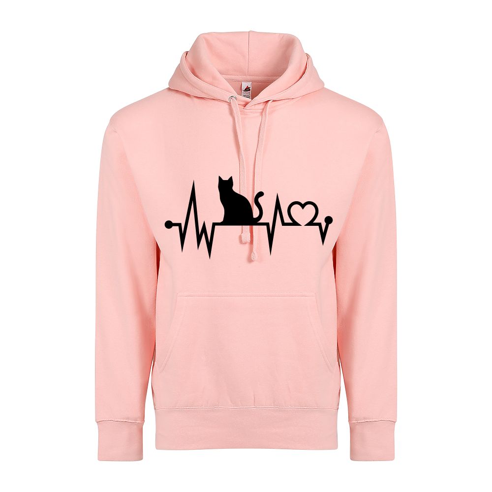 Cat Heart Beat Adult Unisex Comfort Hoodie