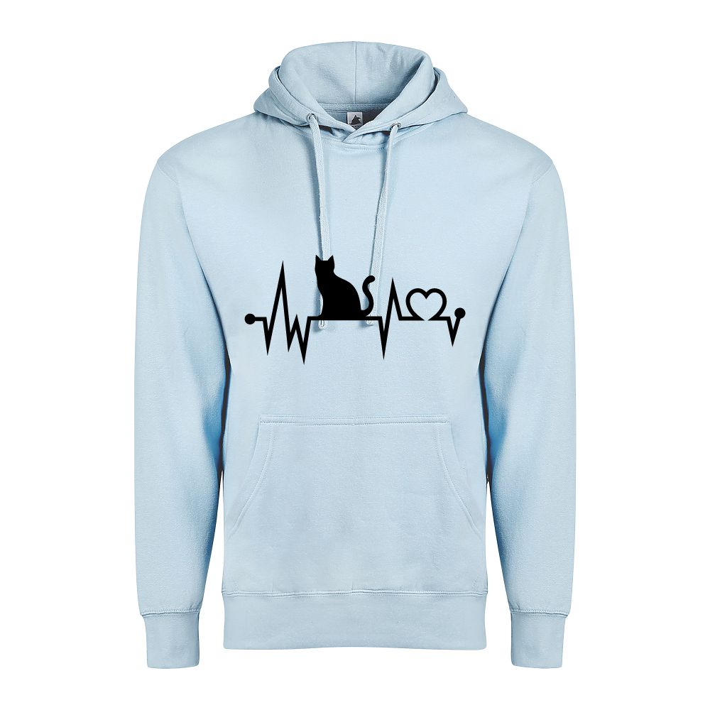 Cat Heart Beat Adult Unisex Comfort Hoodie