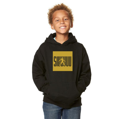 Kids' Cristiano Ronaldo Siuuuuuu Fashion Cotton Pullover Hoodie with Kangaroo Pocket - Youth Sweater - Black/Gold