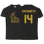 México Chicharito #14 Black Gold Kid's T-Shirt Soccer Fan Apparel Front and Back Design