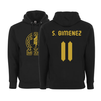 Men’s Mexico Pullover Hoodie – Black & Gold – Unisex – S. Gimenez #11