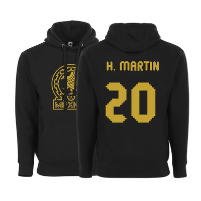 Men’s Mexico Pullover Hoodie – Black & Gold – Unisex – H. Martin #20