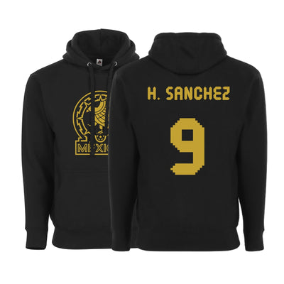 Men’s Mexico Pullover Hoodie – Black & Gold – Unisex – H. Sanchez #9
