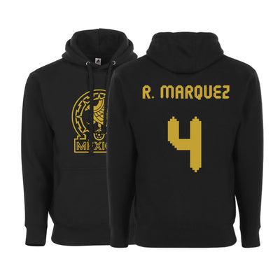 Men’s Mexico Pullover Hoodie – Black & Gold – Unisex – R. Márquez #4