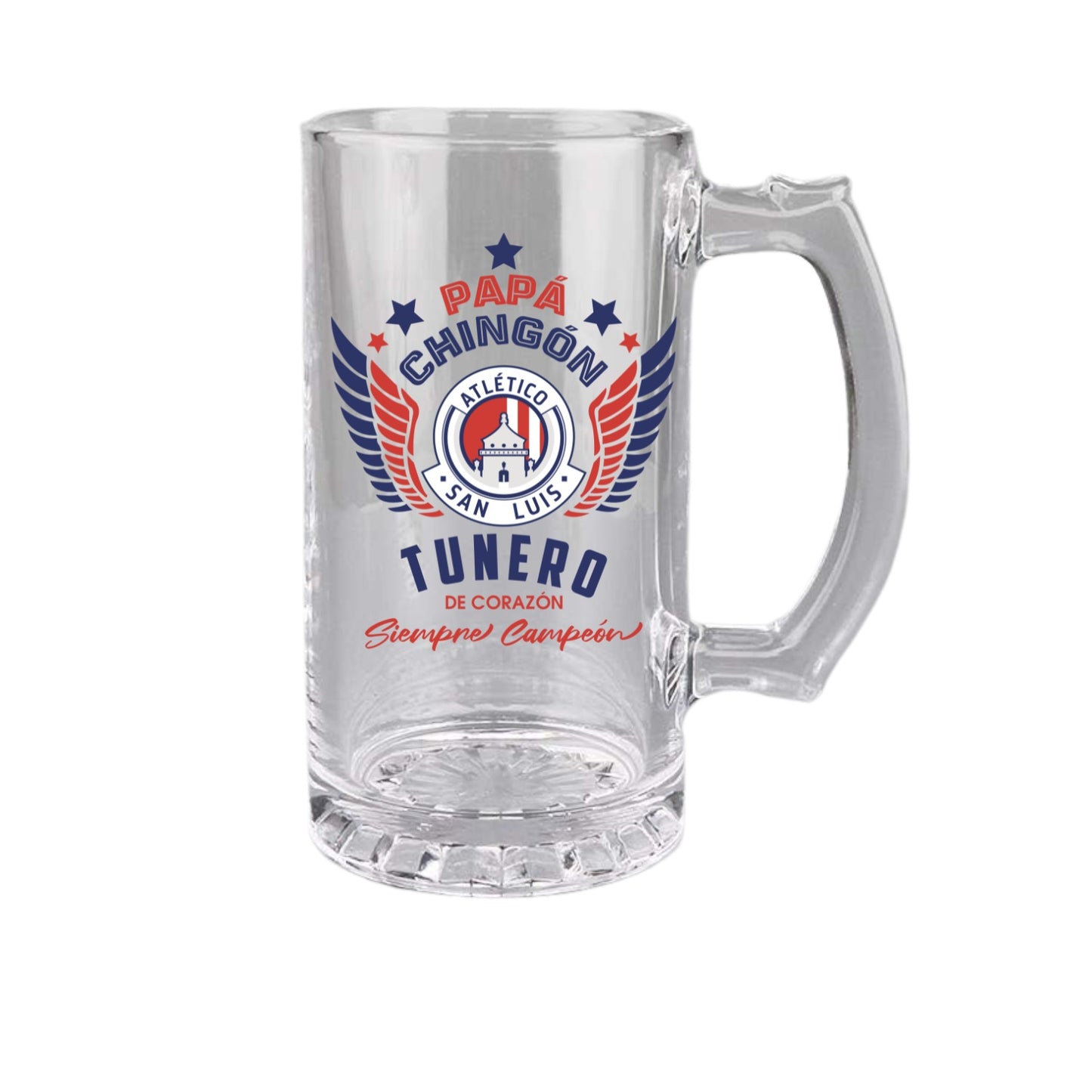 Atlético de San Luis 16 oz Beer Glass Mug – Papá Chingón Design – Tunero de Corazón, Siempre Campeón – Soccer Gift