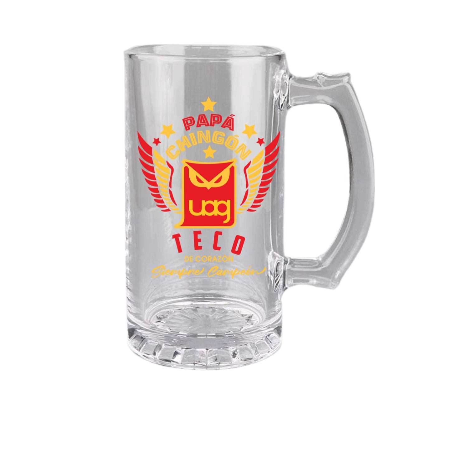 Tecos UAG 16 oz Beer Glass Mug – Papá Chingón Design – Teco de Corazón, Siempre Campeón – Soccer Gift