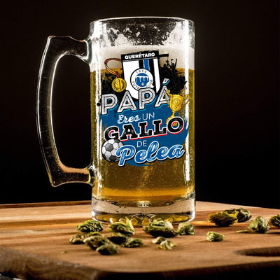 Querétaro 16 oz Beer Glass Mug – “Regalo para Papá” – Soccer Gift for Dad – Father’s Day or Birthday Present – Fútbol Fan Mug