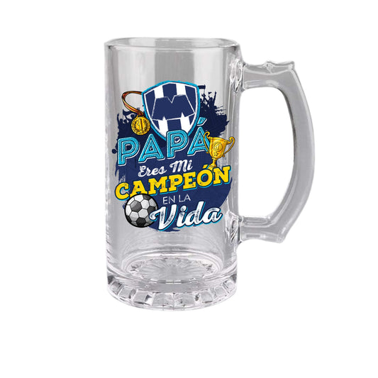 Monterrey 16 oz Beer Glass Mug – “Regalo para Papá” – Soccer Gift for Dad – Father’s Day or Birthday Present – Fútbol Fan Mug
