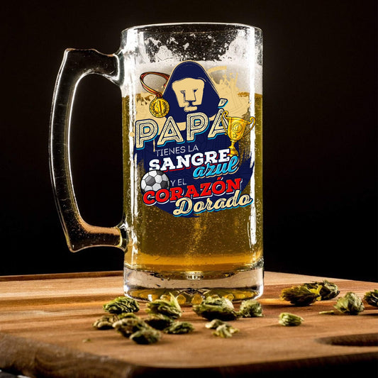 Pumas 16 oz Beer Glass Mug – Soccer Gift for Dad – Father’s Day or Birthday Present – Fútbol Fan Mug