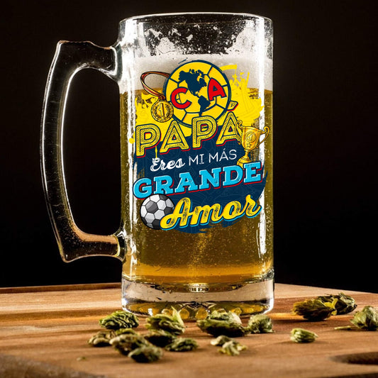 Club America 16 oz Beer Glass Mug – Soccer Gift for Dad – Father’s Day or Birthday Present – Fútbol Fan Mug
