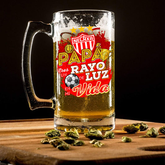 Necaxa 16 oz Beer Glass Mug – Soccer Gift for Dad – Father’s Day or Birthday Present – Fútbol Fan Mug