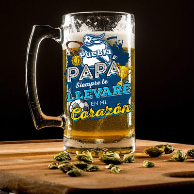 Puebla 16 oz Beer Glass Mug – Soccer Gift for Dad – Father’s Day or Birthday Present – Fútbol Fan Mug