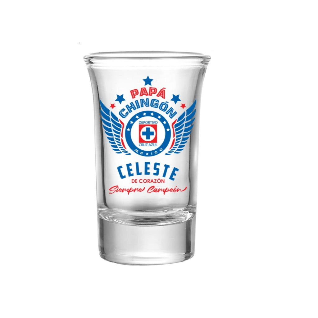 Papa Chingón Liga MX Tequila Shot Glass – 1.5 oz Soccer Dad Gift – Mexican Futbol-Inspired Tequila Glass