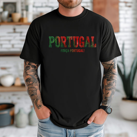 Portugal T-Shirt Força Portugal! Adult Unisex Soccer Fan Tee WC 2026