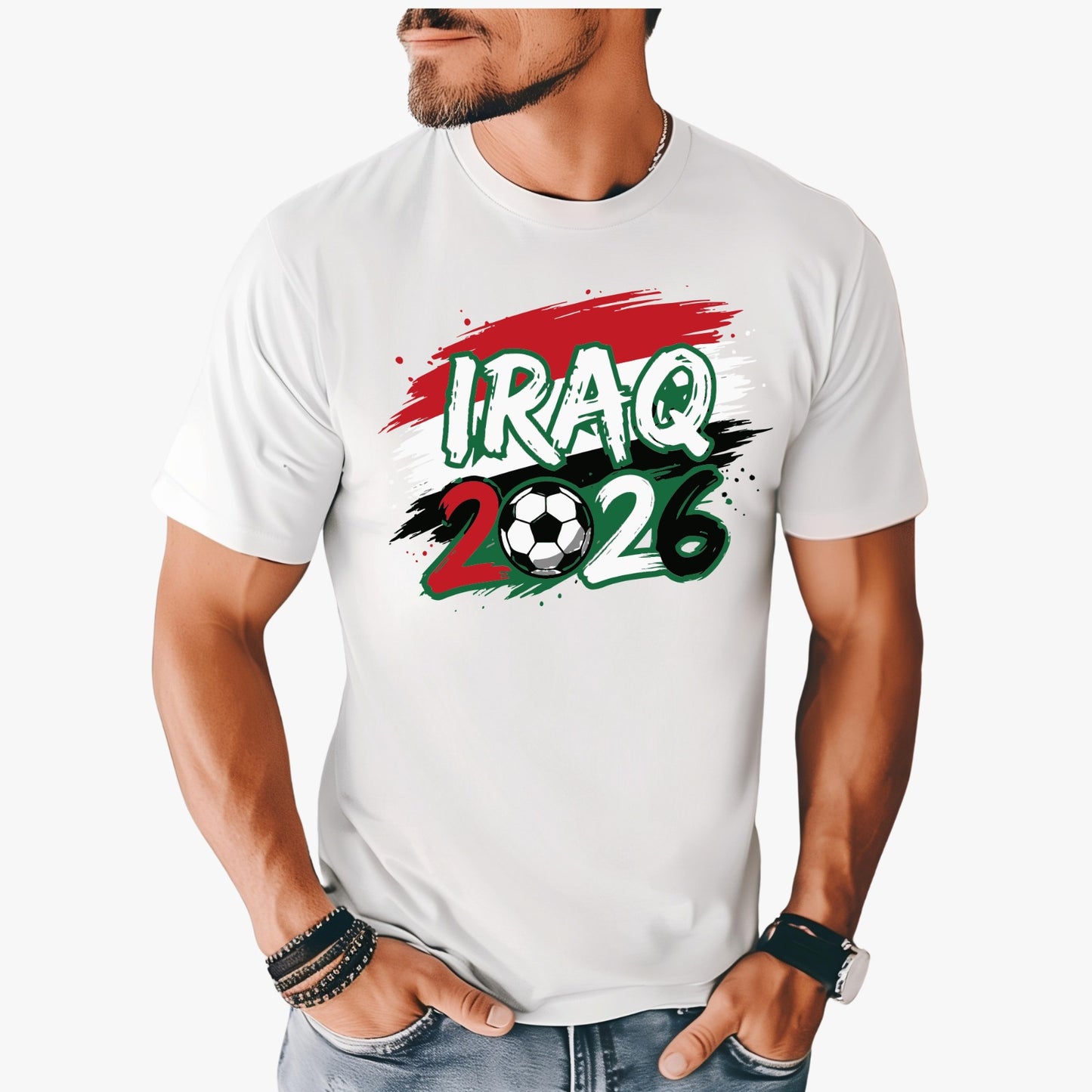 Iraq T-Shirt Iraq Flag Adult Unisex Soccer Fan Tee WC 2026