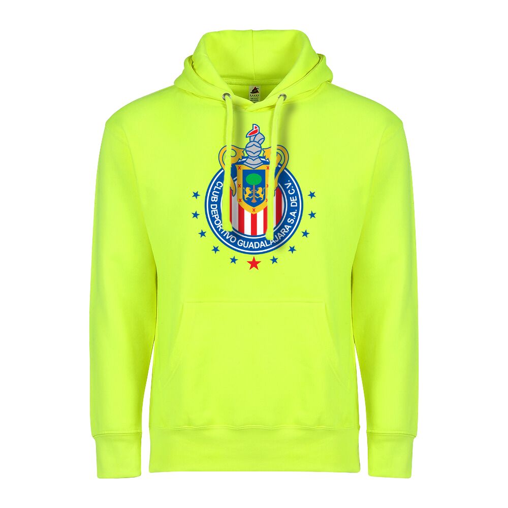 Soccer Adult Pullover Hoodie, Safety Green Color, 80/20 Fleece, Men's Fan Apparel