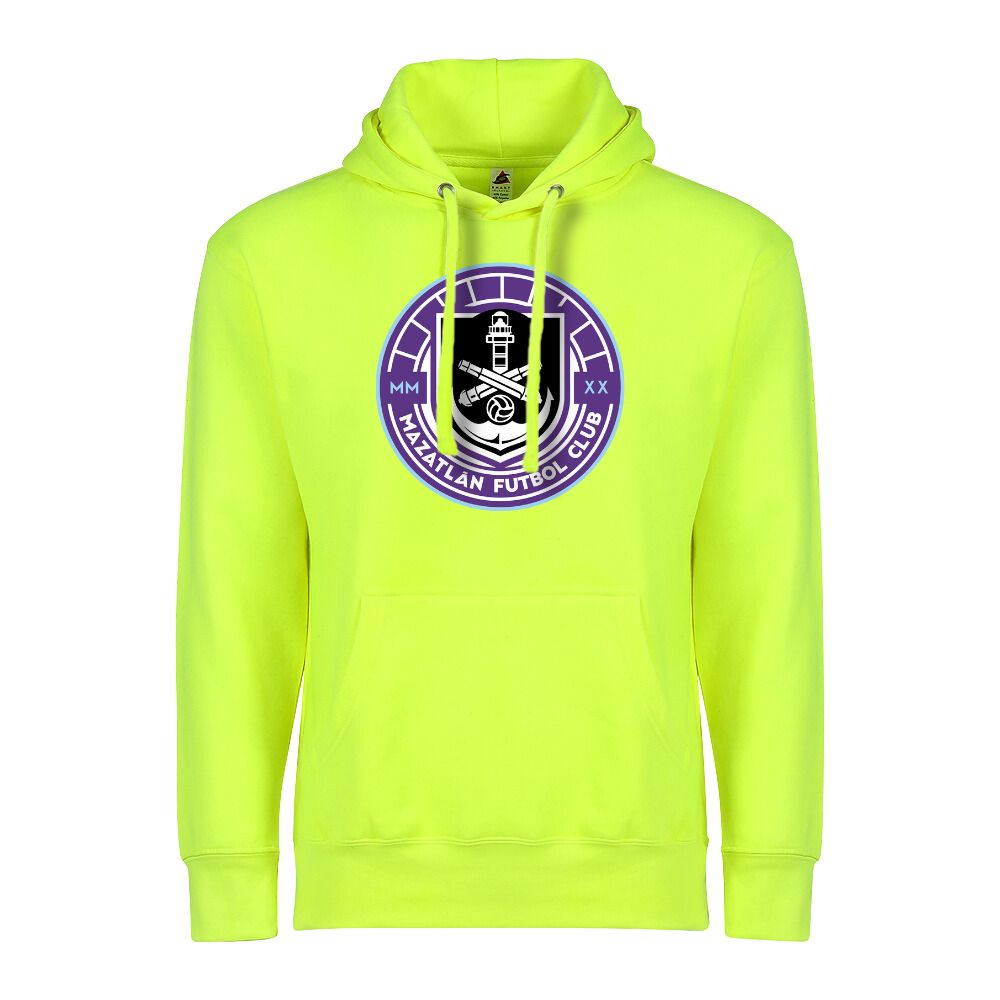 Soccer Adult Pullover Hoodie, Safety Green Color , 80/20 Fleece, Men's Fan Apparel