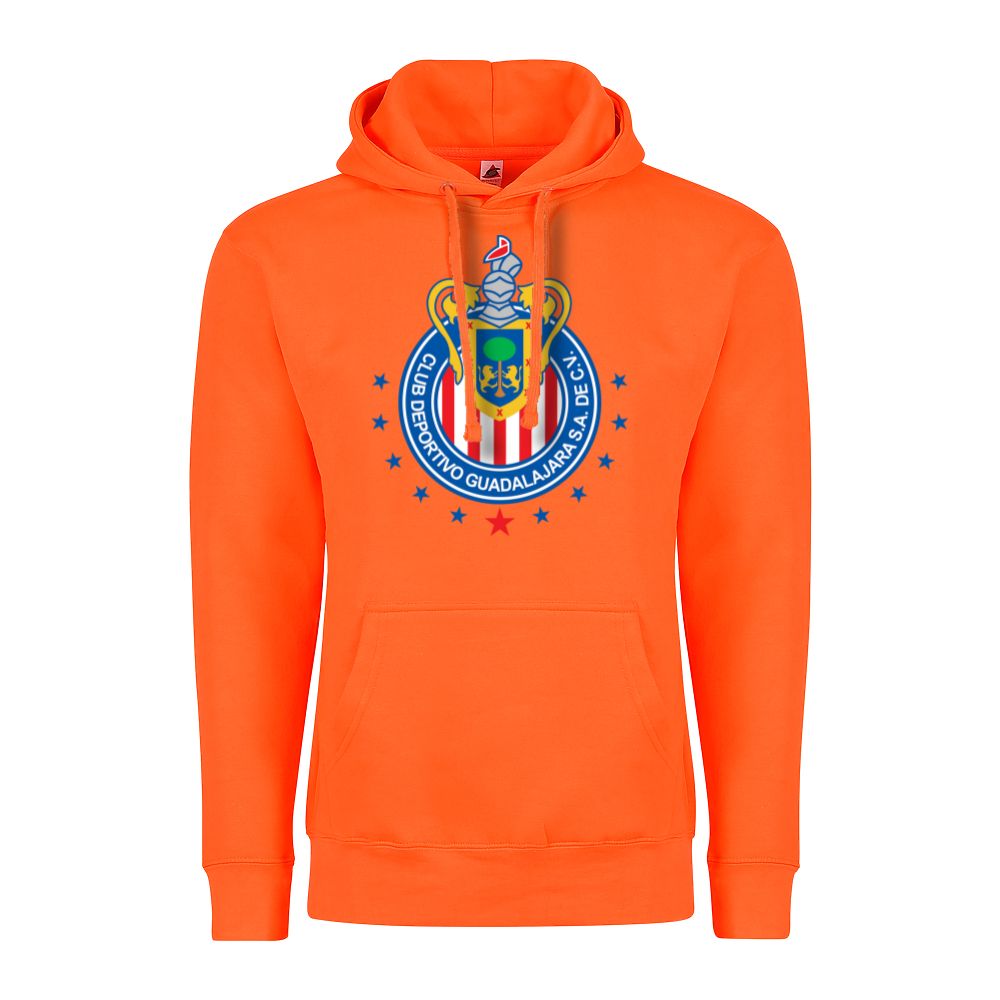 Soccer Adult Pullover Hoodie, Safety Orange Color , 80/20 Fleece, Men's Fan Apparel