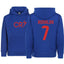 Kids/Youth CR7 Ronaldo #7 Pullover Hoodie with Kangaroo Pocket - Royal Blue - Comfortable & Stylish Sportswear
