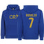 Kids/Youth CR7 Ronaldo #7 Pullover Hoodie with Kangaroo Pocket - Royal Blue - Comfortable & Stylish Sportswear