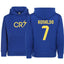 Kids/Youth CR7 Ronaldo #7 Pullover Hoodie with Kangaroo Pocket - Royal Blue - Comfortable & Stylish Sportswear