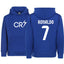 Kids/Youth CR7 Ronaldo #7 Pullover Hoodie with Kangaroo Pocket - Royal Blue - Comfortable & Stylish Sportswear