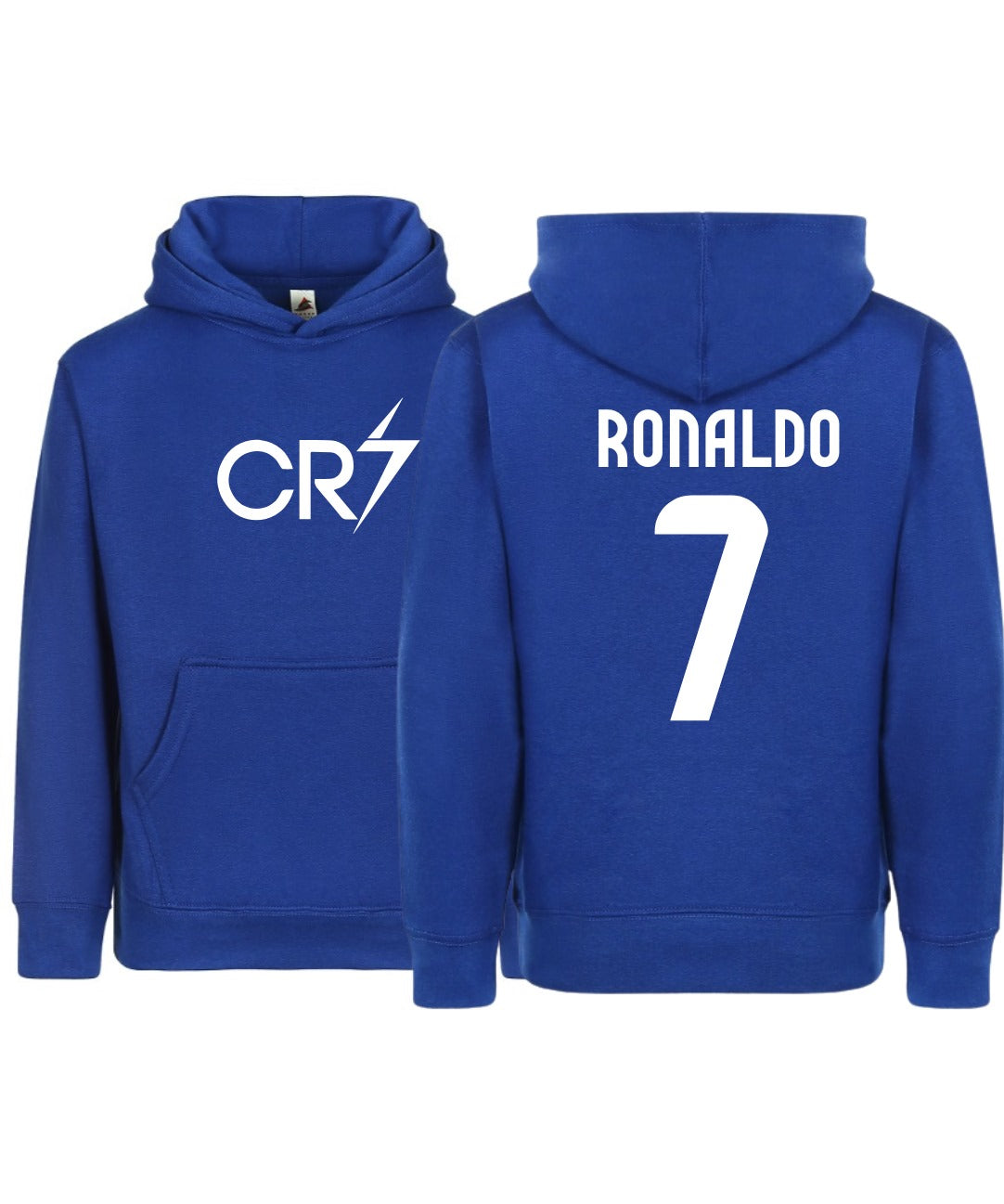 Kids/Youth CR7 Ronaldo #7 Pullover Hoodie with Kangaroo Pocket - Royal Blue - Comfortable & Stylish Sportswear