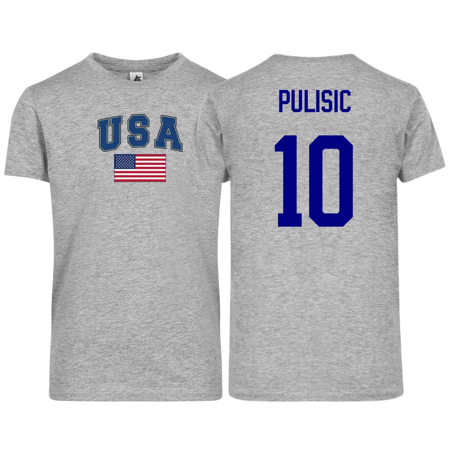 USA Flag T-Shirt – Pulisic #10 – Adult Unisex 100% Cotton Tee (Sizes S–3XL)