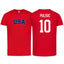 USA Flag T-Shirt – Pulisic #10 – Adult Unisex 100% Cotton Tee Shirt (Sizes S–3XL)