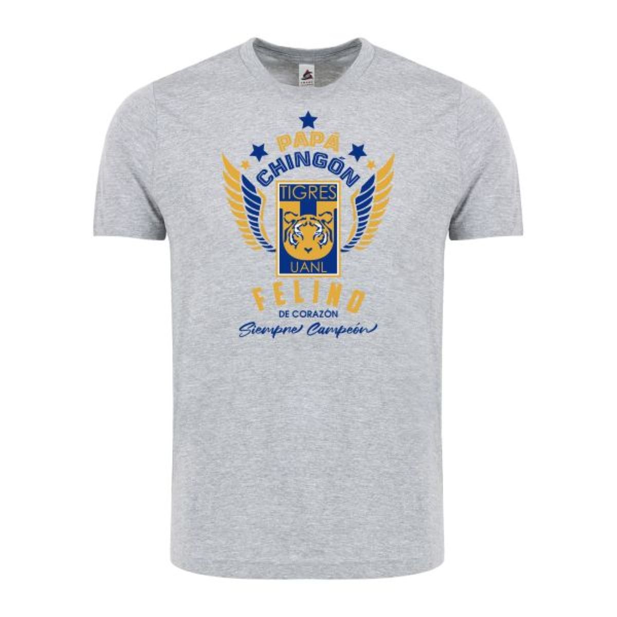 Tigres Papá Chingón T-Shirt – Felino de Corazón, Siempre Campeón Soccer Fan Tee for Men