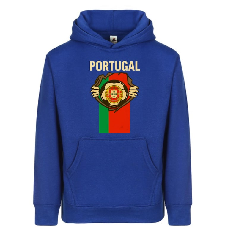 Portugal Flag Kids Pullover Hoodie Soccer Fan Apparel