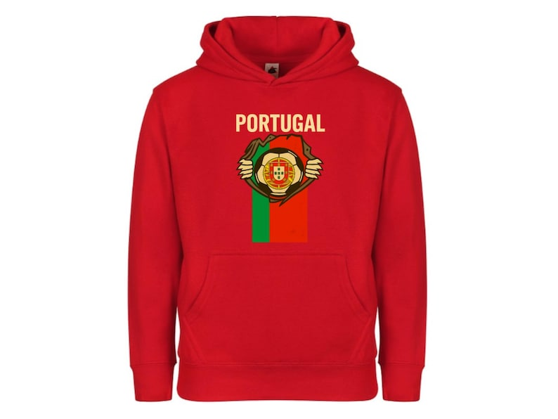 Portugal Flag Kids Pullover Hoodie Soccer Fan Apparel