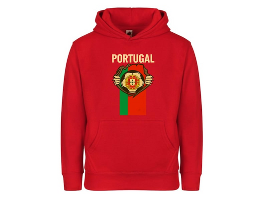 Portugal Flag Kids Pullover Hoodie Soccer Fan Apparel