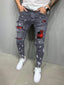 Men's Fashion Mid Waist Ripped Slim Jeans