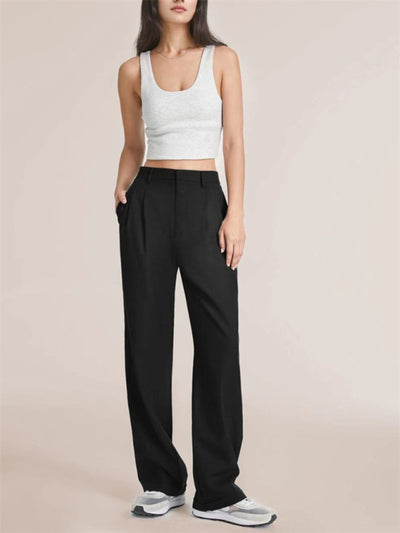 Women's high waist wide-leg pants with matching belt wide-leg casual suit pants