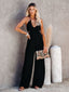 Midsummer street trendy ladies solid color U-neck suspenders backless jumpsuit wide-leg casual pants