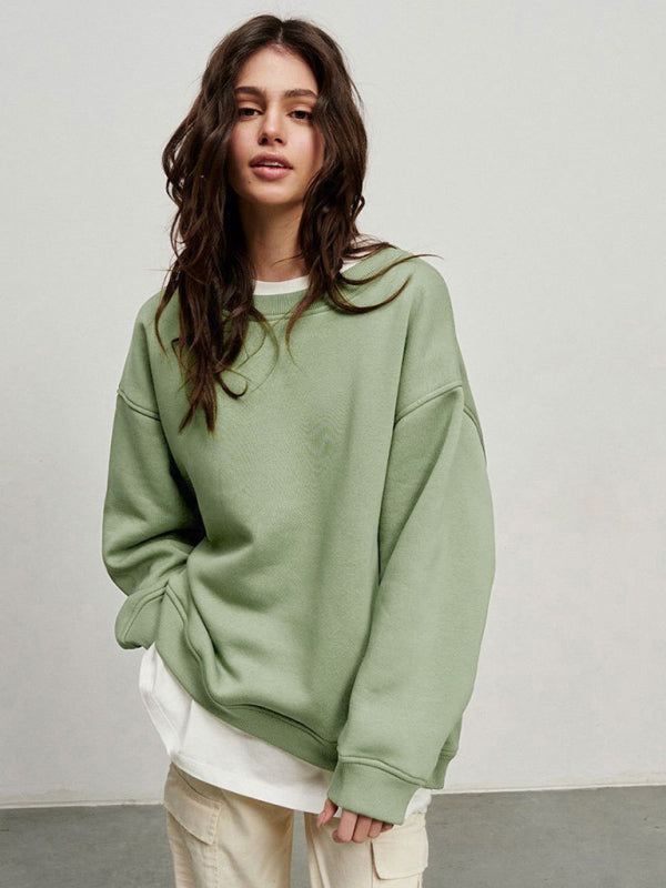 Feminine Round neck polar fleece loose sweatshirt