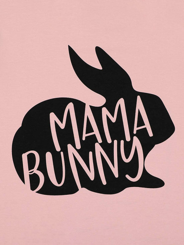 Women's Easter T-Shirt Funny MAMA Bunny Print Graphic T-Shirt