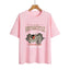 Street Retro Motorcycle Letter Print Collarless Loose Women's T-Shirt