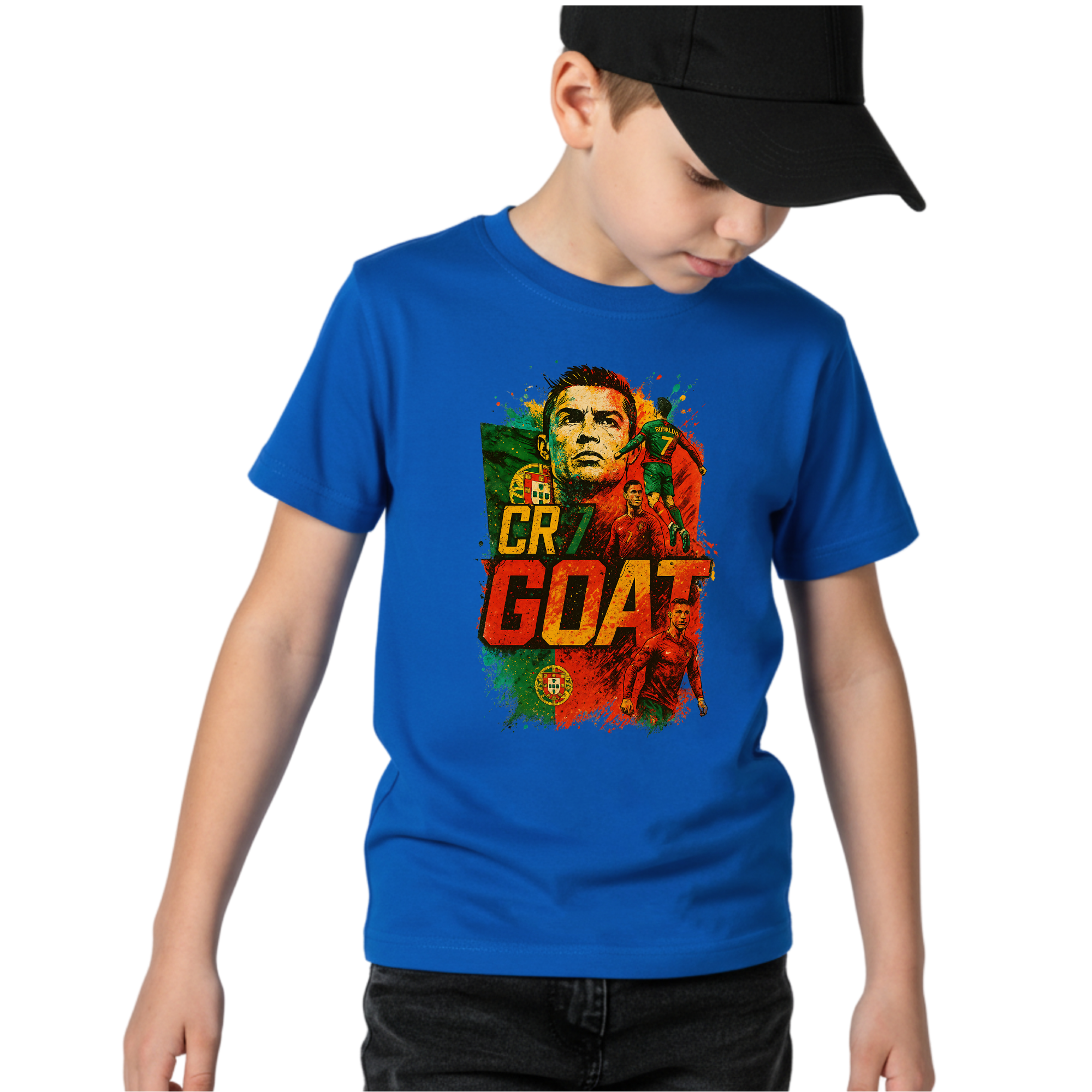 Portugal The GOAT Ronaldo 7 Kids T-Shirt – Youth Unisex Soccer Fan Tee
