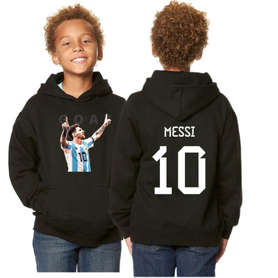 kids messi GOAT hoodie with front and back design