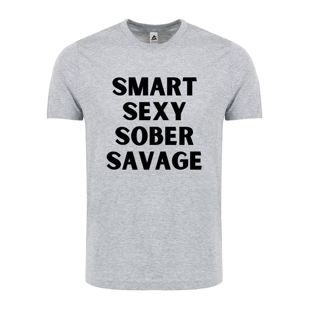 Men's Smart Sexy Sober Savage Sobriety and Addiction Recovery T-Shirt