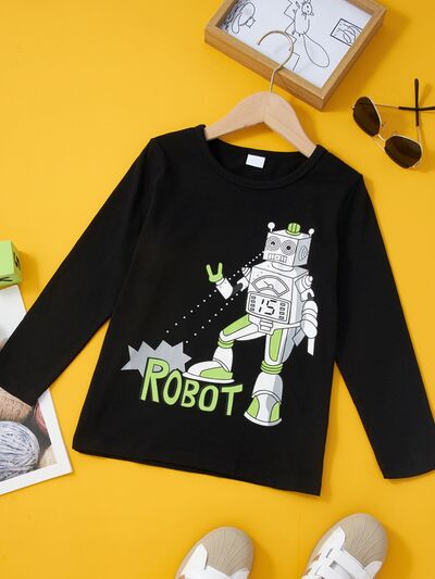 ROBOT Round Neck Long Sleeve T-Shirt